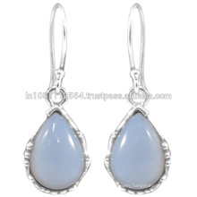 925 Sterling Silver & Natural Chalcedony Gemstone Drop Earrings at Best Price